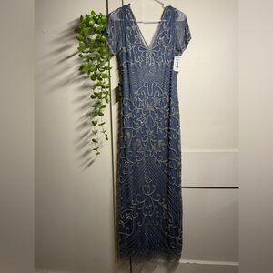Long beaded formal dress